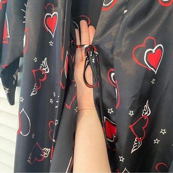 Vintage Dentelle Y2K Valentines Day Heart Love Dressing Robe size Medium - Picture 5 of 9